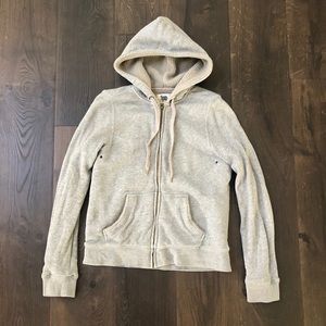 J Crew Vintage Fleece Hooded Sweatshirt Gray Med